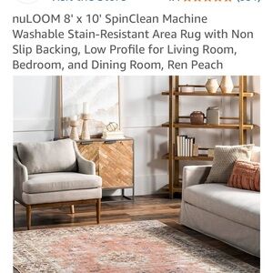 Ren Peach Area Rug with Non-Slip Backing